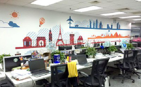 咸丰教你设计办公室墙绘的方法。